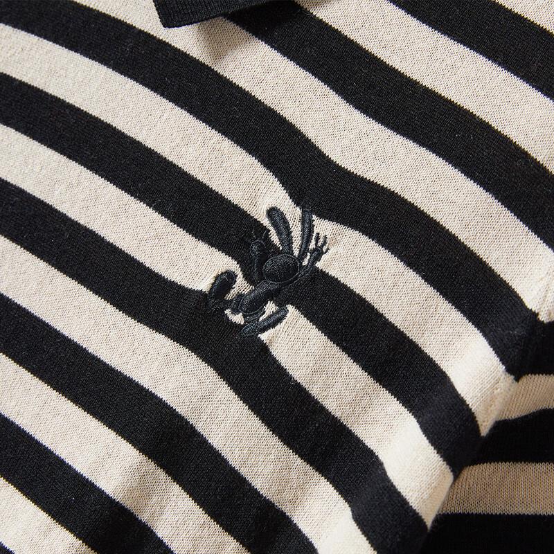 Snowforte Women's Striped Wool Blend Short-Sleeve Polo Knit Top