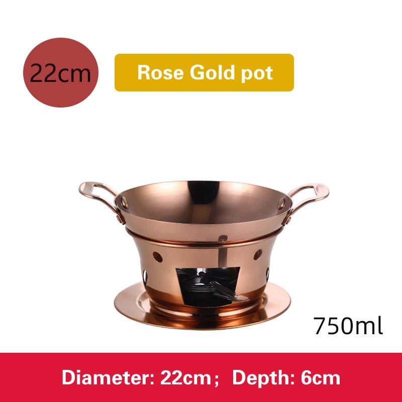 Dry Boiler Commercial Solid Fuel Boiler Golden Alcohol Furnace Chafing Dish Buffet Korean Pot Thickened Stainless Steel Hot Pot