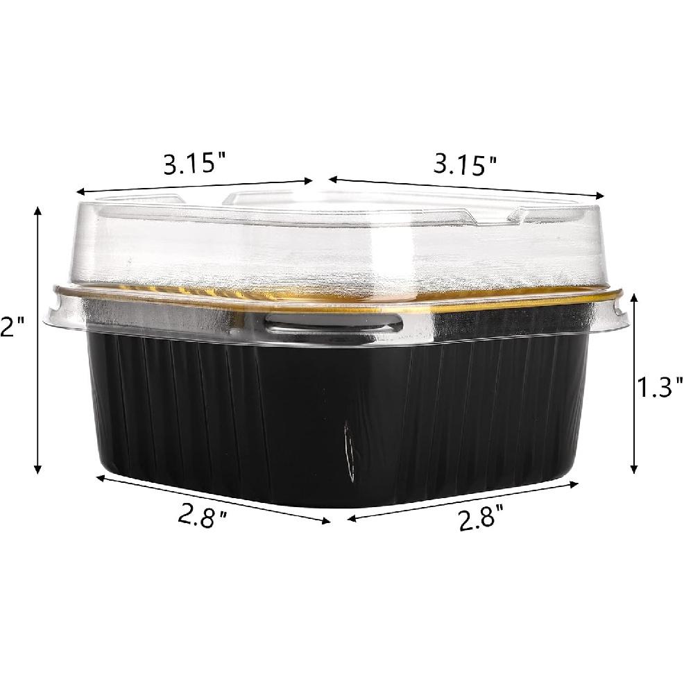 ZEAYEA 100 Pieces Aluminum Foil Baking Cups with Lids 57 oz Disposable Ramekins Cupcake Containers Square Cupcake Muffin Liners Cups for Party 8550₽