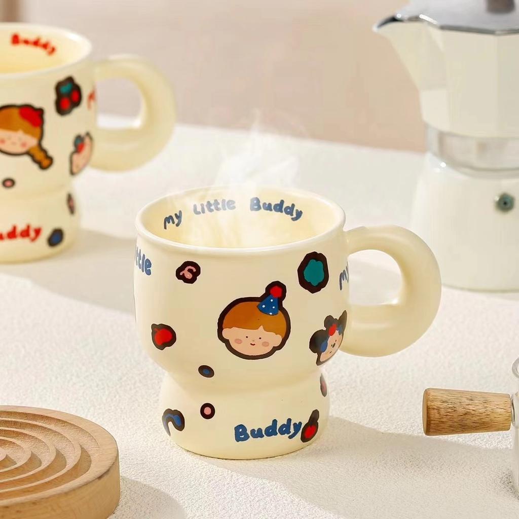Children's Mug Mug Boy and Girl Cute Breasts Ceramic Cup Couple Water Cup Household Breakfast Cup