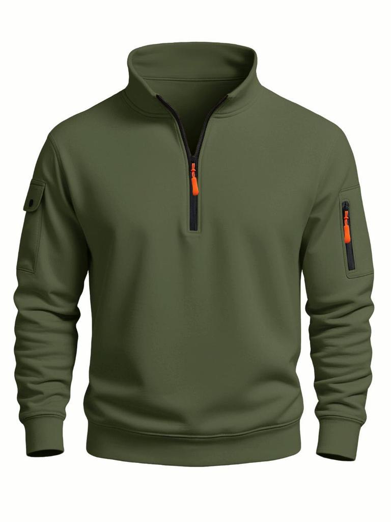 2025 Herr vår- och höstsporthuvtröja med ståkrage - Avslappnad topp