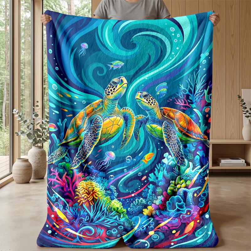 Ocean Life Adventure 18 Theme Blanket Lightweight Warm Flannel Blanket Decorative Throw Blanket for Home Decoration