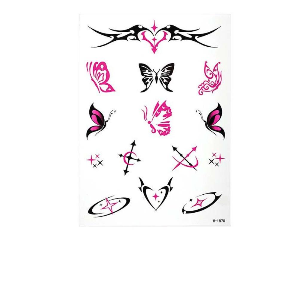 Y2k Spicy Girl Punk Style Tattoo Aufkleber Totem Schmetterling Wasserdicht Temporäres Tattoo Dämon Liebesherz Langanhaltend