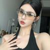 Half Rimless Sunglasses Minimalist Uv400 Glasses Unisex  Sunglasses Oversized Oversized Sunglasses For Outdoor Cycling