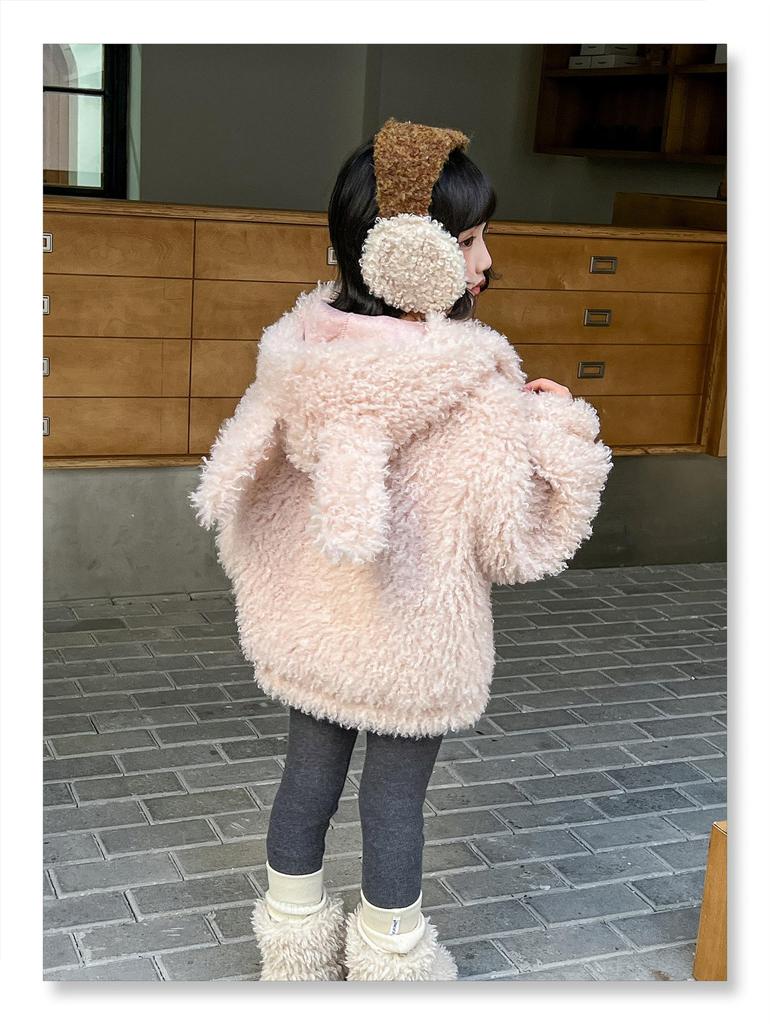 2025 Herbst/Winter Kinder Plüsch Hasenohren Kunstfellmantel