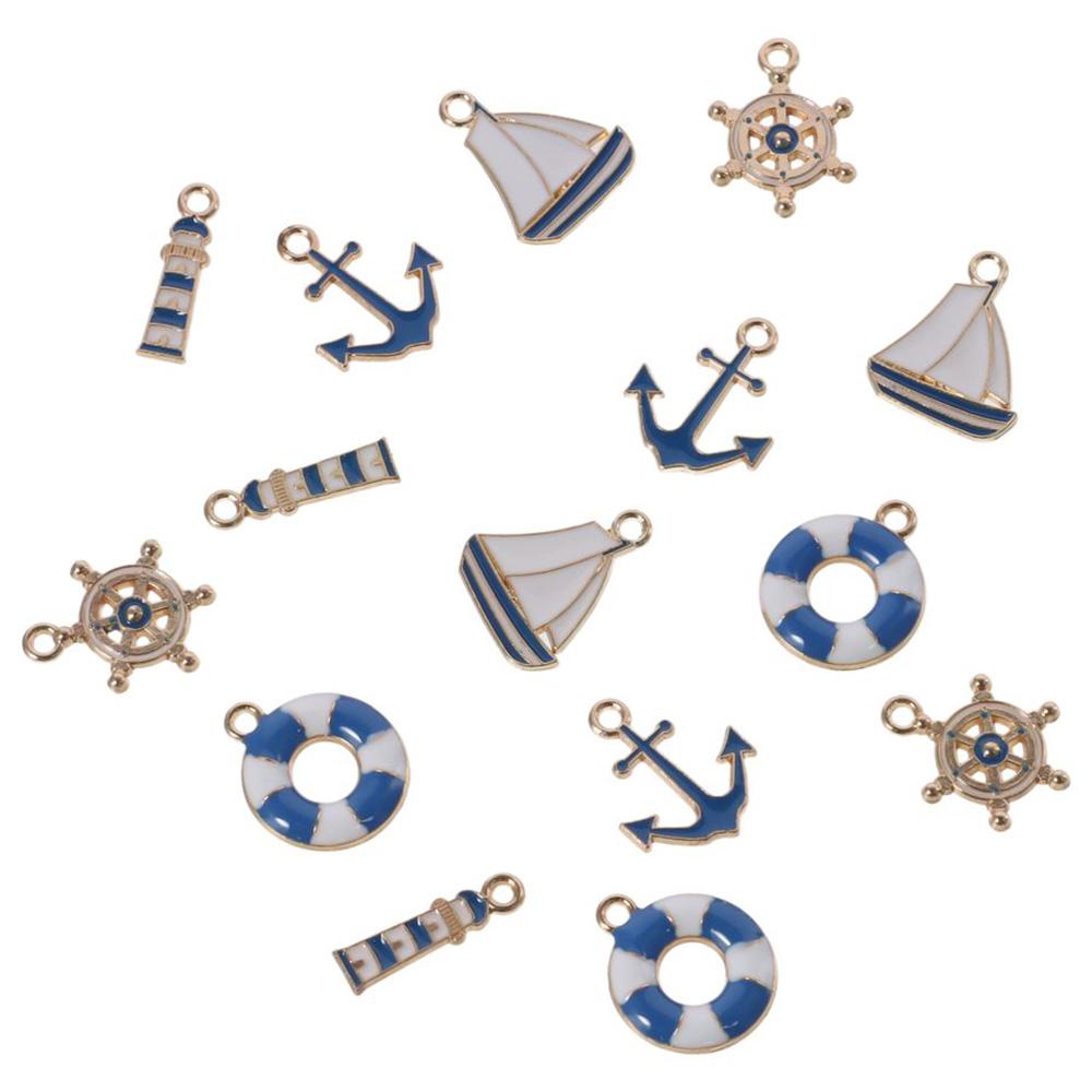 50pcs Alloy Ocean Themed Charm Pendants about 18mm in Length Rudder Boat Charms  for Crafting DIY