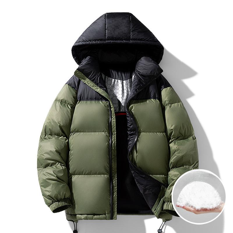 Зимняя новая мужская корейская версия утолщенная теплая контрастного цвета с капюшоном — фото 6