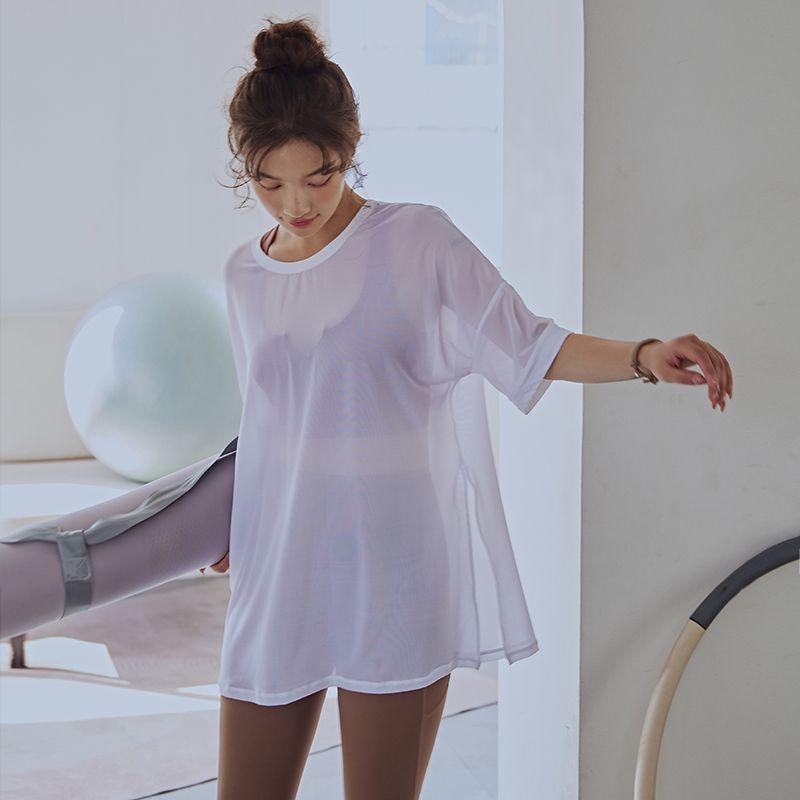 

Yoga Sports Blouse See-through Loose Running Training Slimming Yoga Clothing Top Women s Long T-shirt Fitness Short Sleeve White M (recommended 47.50 kg-52.50 kg