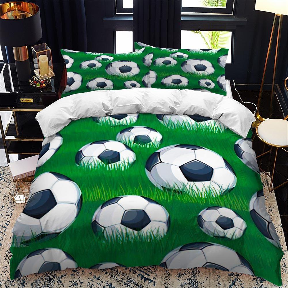 3D Football Print Duvet Cover Queen/King Size Soccer Sport Bedding Set for Boy Kids Gifts Ball Game Theme Quilt Cover Pillowcase