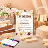 1 Set Düğün Konuk Defteri Alternatifi Şeffaf Akrilik Kutulu Ahşap Blok Kalemler İşaret Düğün Gelin Duşu Partisi Resepsiyon Dekorasyonu