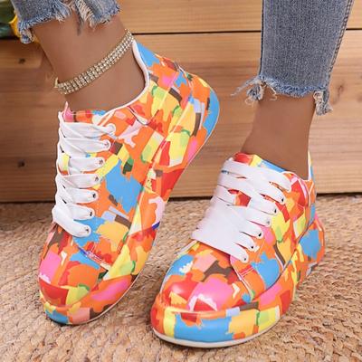Modische Graffiti-Sportschuhe für Frühling und Herbst 2024 Neue bequeme Damenschuhe mit dicken Sohlen zum Tragen im Freien Trafza