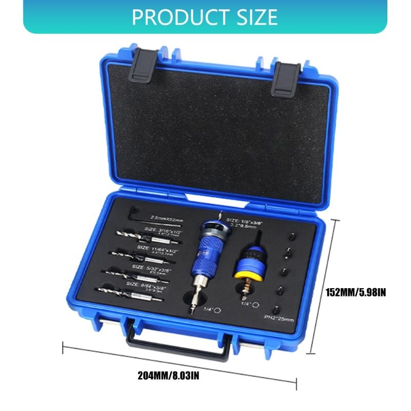 Adjustable Depth Stop Counterbore Drill Bit Set Countersink Drill Bit For Precise Woodworking 3.2mm To 4.8mm Tapered Bit