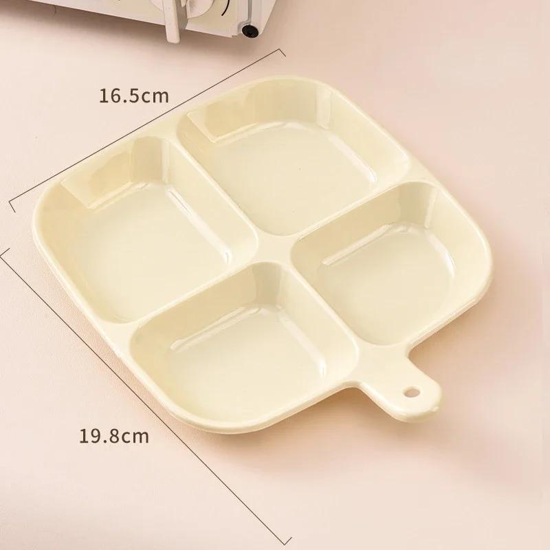4 Compartment Korean Style Fruit Plates Dinning-table Divided Seasoning Plate Refrigerator Dessert Storage Box Kitchen Gadget