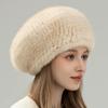 Autumn and Winter New Mink Hair Beret Female Korean Version Fashion Foreign Style Warm Ear Protection Versatile Fur Woven Painter Hat
