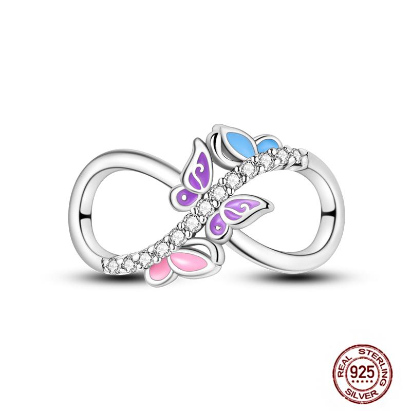 Pink Butterfly Charms Beadscopper Original Heart-Shaped Dog Paw Travel Charm Fit Bracelets Pendant For Women Jewelry Making