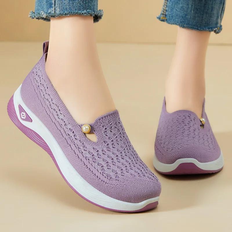 2025 Spring and Autumn Casual Shoes Cross-border Temu Soft Sole Lightweight Breathable Mother Shoes