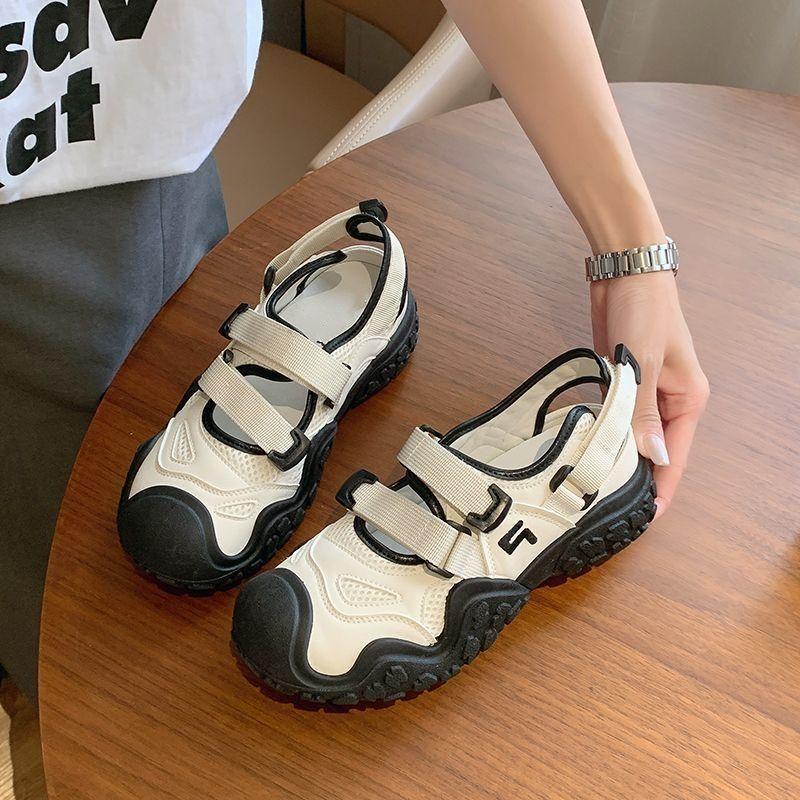 Sports Sandals Women's Summer New Platform Dad Shoes Velcro Hollow Breathable Ugly Cute Casual Little White Shoes