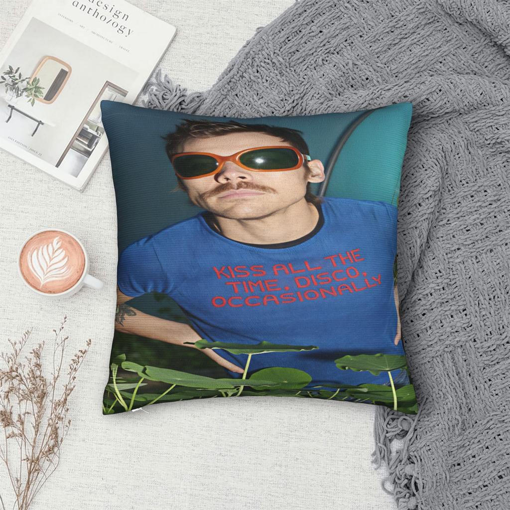 Harrys S-Styles Kiss Al the Time Pillow Case Square Pillow Cover Kawaii Cushion Cover For Living Room Chair