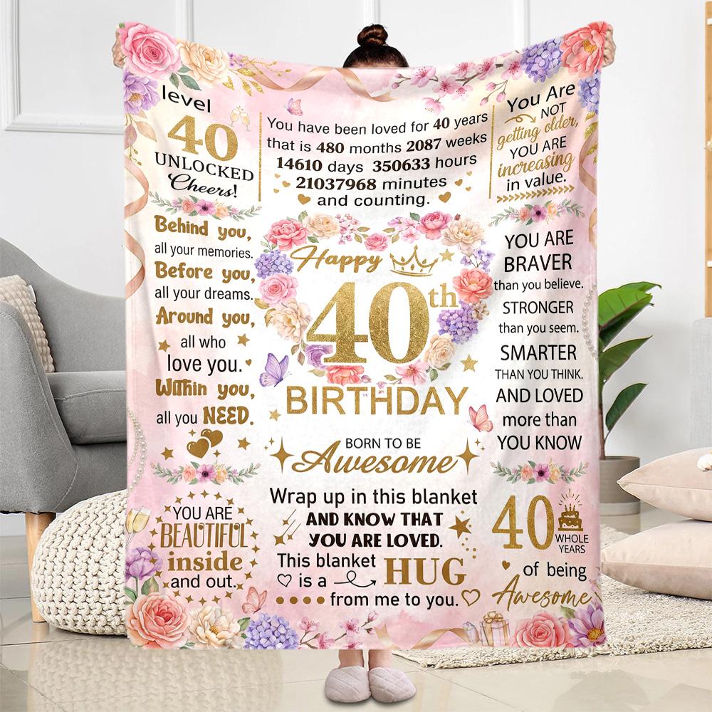 40th Birthday Celebration Quotes Blanket Warmthful Decor Great for Picnics Bed Office All-Season Use Warmthful Decor