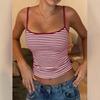 Retro Striped Low-Cut High-Waist Slim-Fit Women's Crop Vest - 2026 Spring/Summer Collection