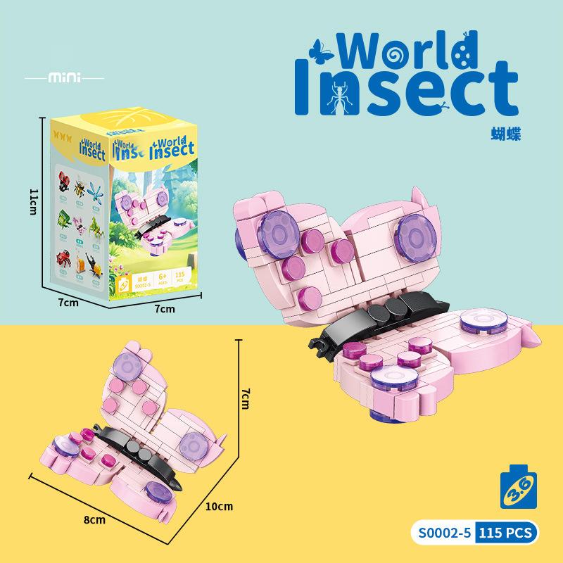 Sada figurek hmyzu a zvířat Mini stavebnice Hračka k sestavení 3D konstruktor Mikro kostičky Hračka pro děti Chlapce 9 až 12 let Dárek