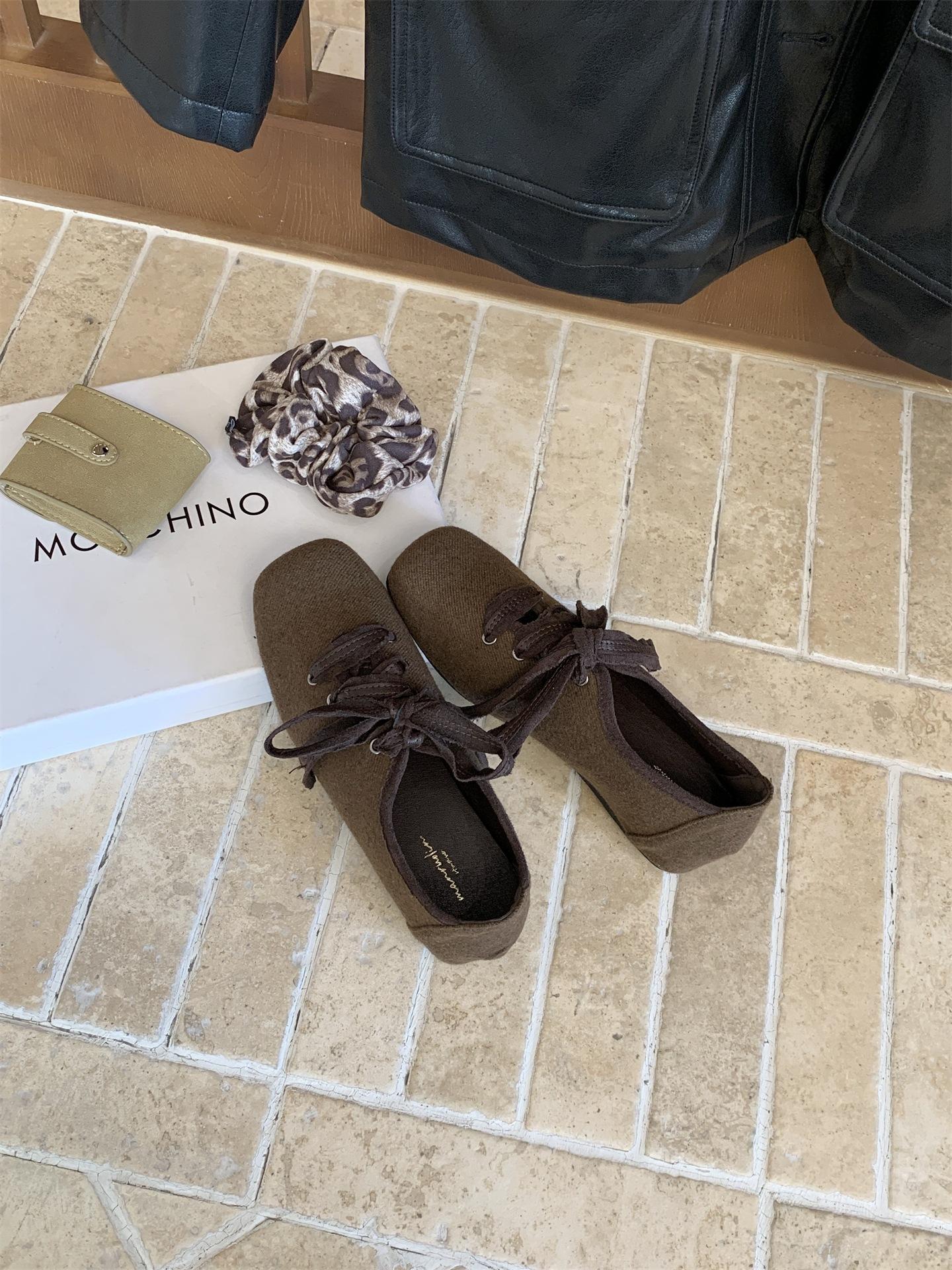 

Внутреннее увеличение роста, ретро-шнуровка, лоферы с юбкой, одинарная обувь, женская обувь, весна и осень 2025, универсальные замшевые туфли из маленькой кожи 39