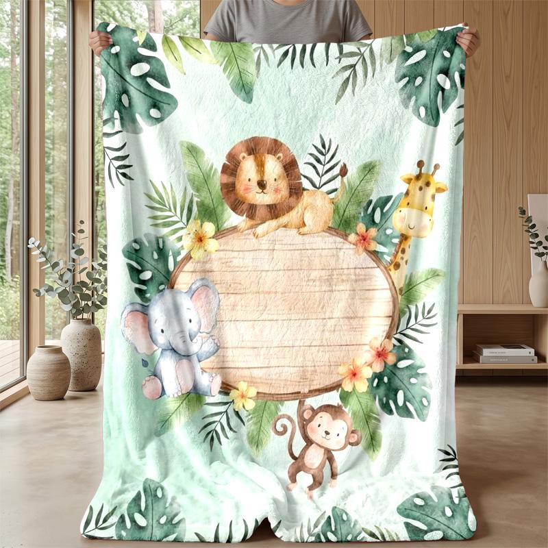 Rural Farm Animals Theme Blanket Lightweight Warm Flannel Blanket Decorative Throw Blanket for Home Decoration