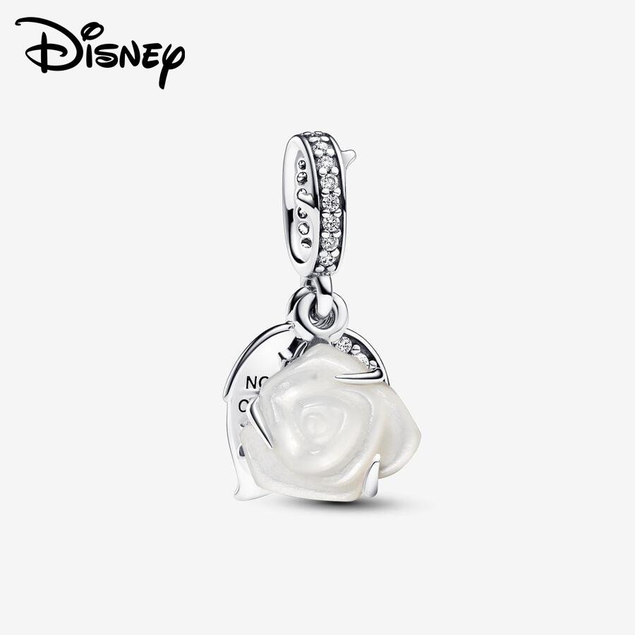 Disney 925 Silver Mickey and Flower Fairy Pendant Beads Suitable for Girls To DIY Original Bracelets Fashion Gifts