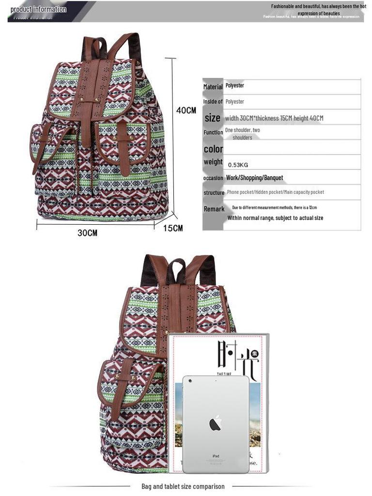 2021 Retro College Styl Dámský Módní Stahovací Batoh pro Studentky