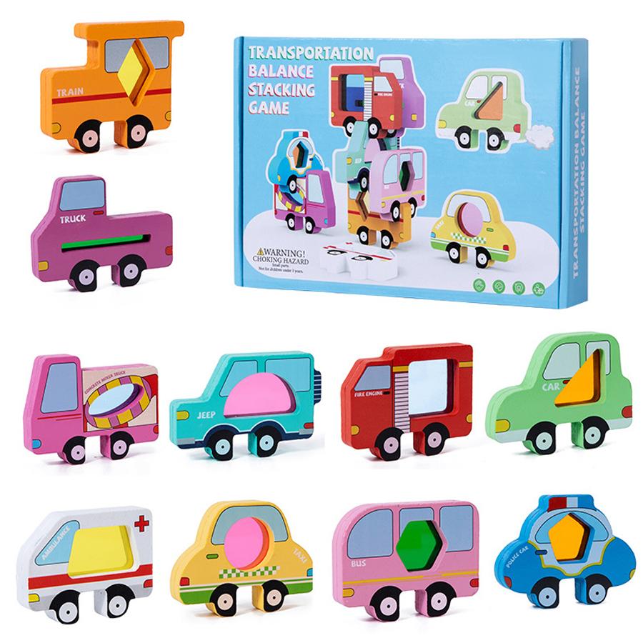 

Toys Educational Montessori Animal Cars Stacking Blocks Balance Puzzle Shape Matching Building Blocks Toddler Learning Game Kids
