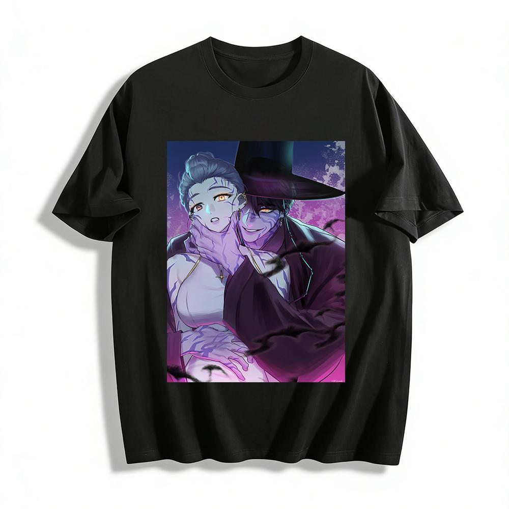 

Dark Style Curse Pattern Couple Print Trendy T-Shirt Subculture Anime Unisex Casual Top Pure cotton T-shirt XXS