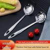 Stainless Steel Long-Handled Slotted Ladle for Soup & Hot Pot Cooking
