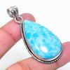 Natural Larimar Gemstone Handmade 925 Sterling Silver Jewelry Pendant 2.05" AP-15362