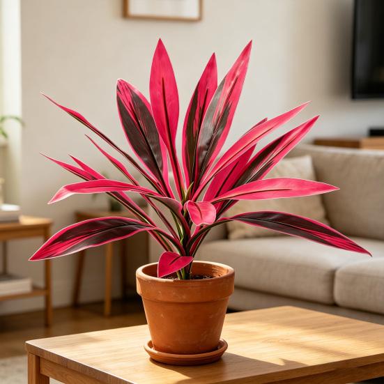 Yousheng Large Realistic Artificial Fern Dragon's Blood Tree Plants with Pink/Purple Leaves, UV Resistant Outdoor Fake Fern Plants for Garden, Patio,