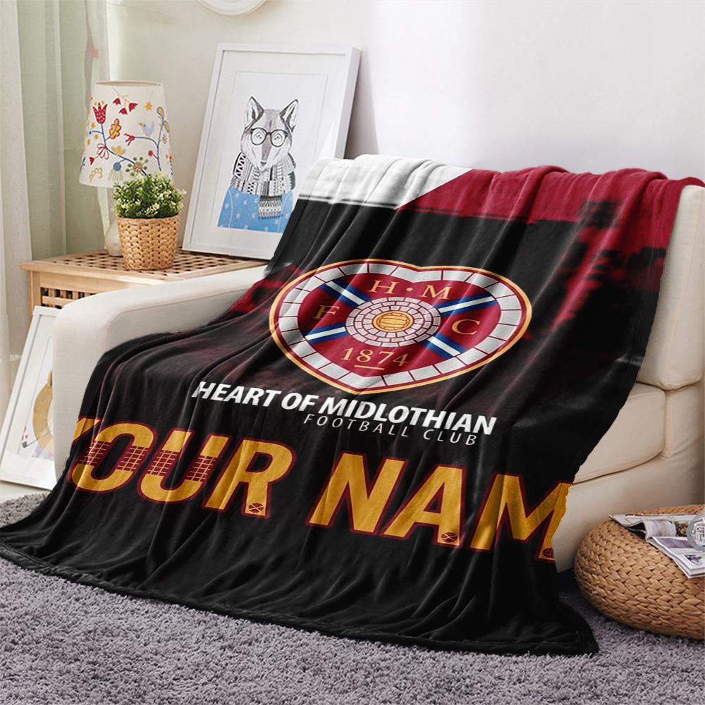 1PC Custom Name Heart of Midlothian Patterned Flannel Blanket Suitable For All Seasons for Home Decor Warmth and Comfort Gifts Holiday Present