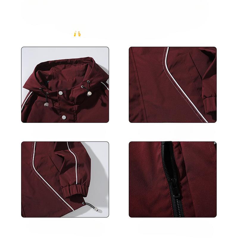 Jacke Frühling und Herbst Neue Stil Mit Kapuze Lose Arbeitskleidung Trendy Marke Outdoor Wasserdicht Farblich Passende Casual Herrenjacke