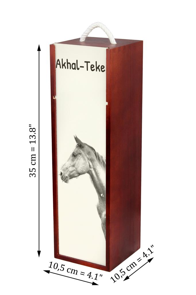 Akhal-Teke - Wine Box with a Horse, Alcohol Box with Graphics, Personalized Gift Box from the Art-Dog Brand
