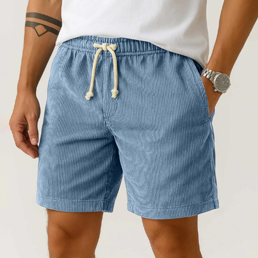 Men's Corduroy Elastic Men's Shorts Casual Beach Pants