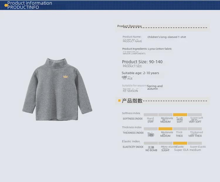 T-shirt à manches longues et col montant pour garçon 27kids automne style coréen