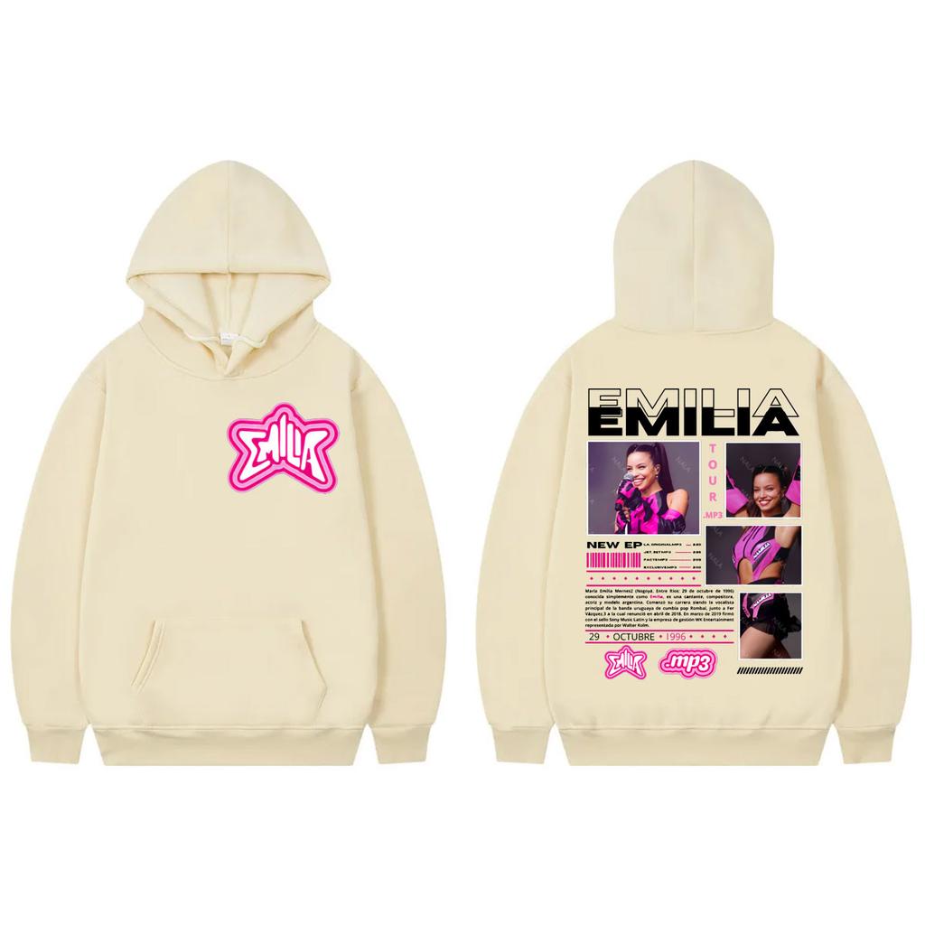 Emilia Mernes MP3 Tour Double Sided Graphic Hoodie Men Women Clothing Fashion Y2k Pullovers Casual Loose Long Sleeve Sweatshirts