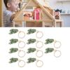 10 Stück Pflanzen-Serviettenringe Lebensechtes Grünes Blatt Hanfseil Holzperle Serviettenring für Puppenhaus-Esszimmer