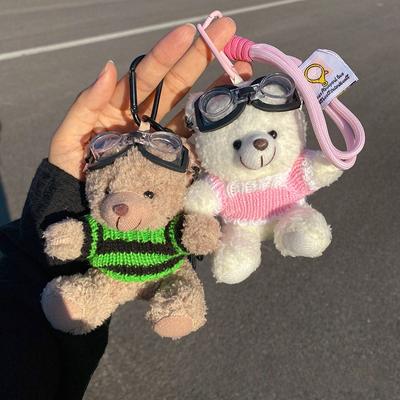 Ins Internet Celebrity Pilot Teddy Bear Plush Pendant Creative Doll Cute Bear Doll Keychain Bag Hanging Gift