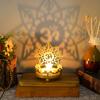 1 st Lycka Hemdekoration Diwali Festival Hantverk Buddha Staty Ihålig Metall Skuggkonst Ljusstake Ljuslampa