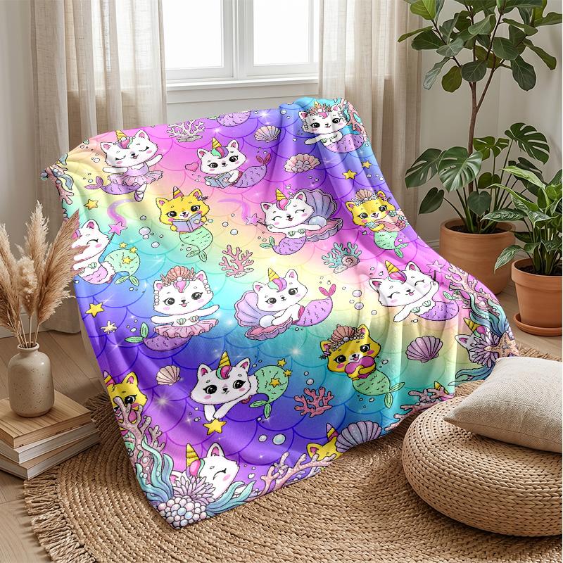 Colorful Magical Unicorn Blanket Personalized Name Flannel Blanket Soft Cozy Plush Throw for Sofa Bed Lightweight Home Decor