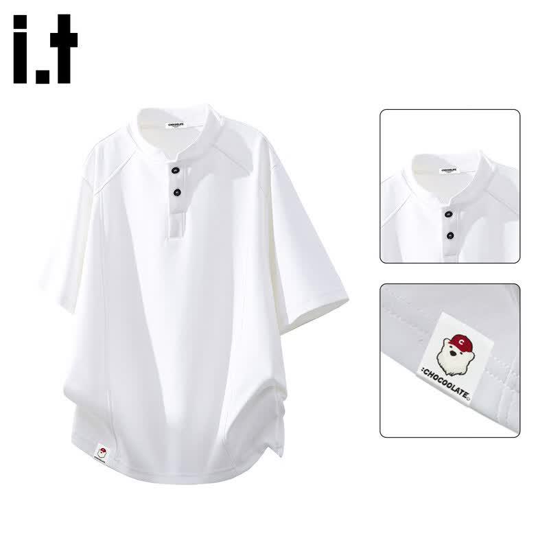 Men s Ice Silk Henley T-Shirt 2XL