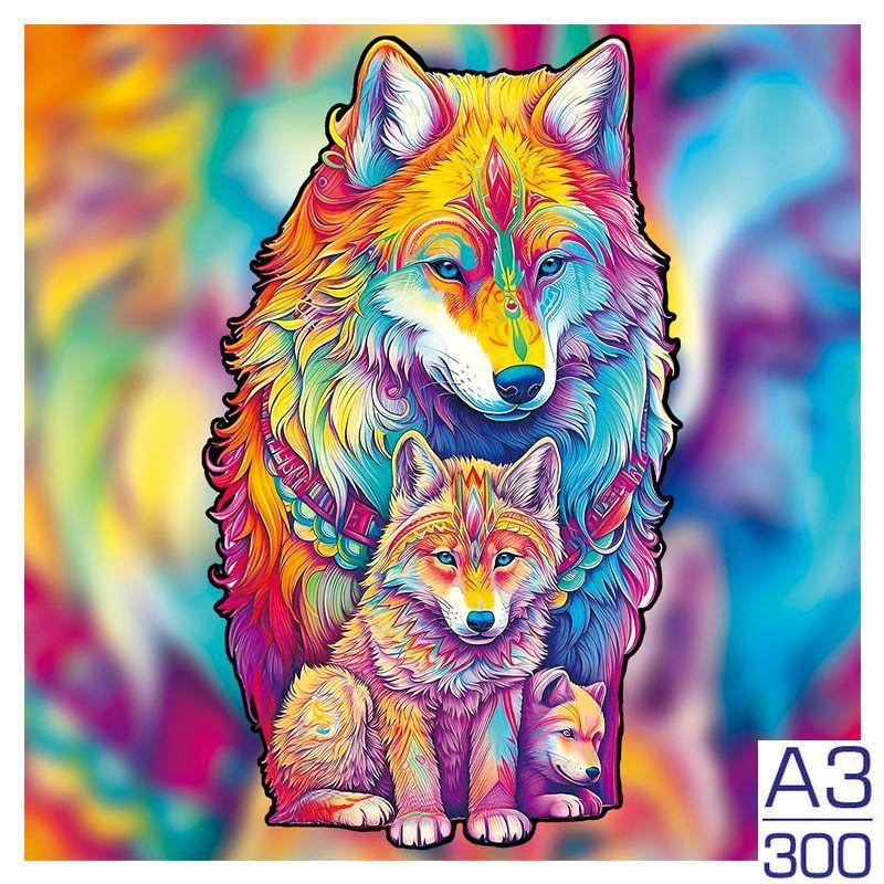 Non-Toxic 300Pcs Wooden Puzzle Color Cat Delicate Irregular Shape Puzzles Gratitude Adult Stress Reduction Family Interactive Toys Gift