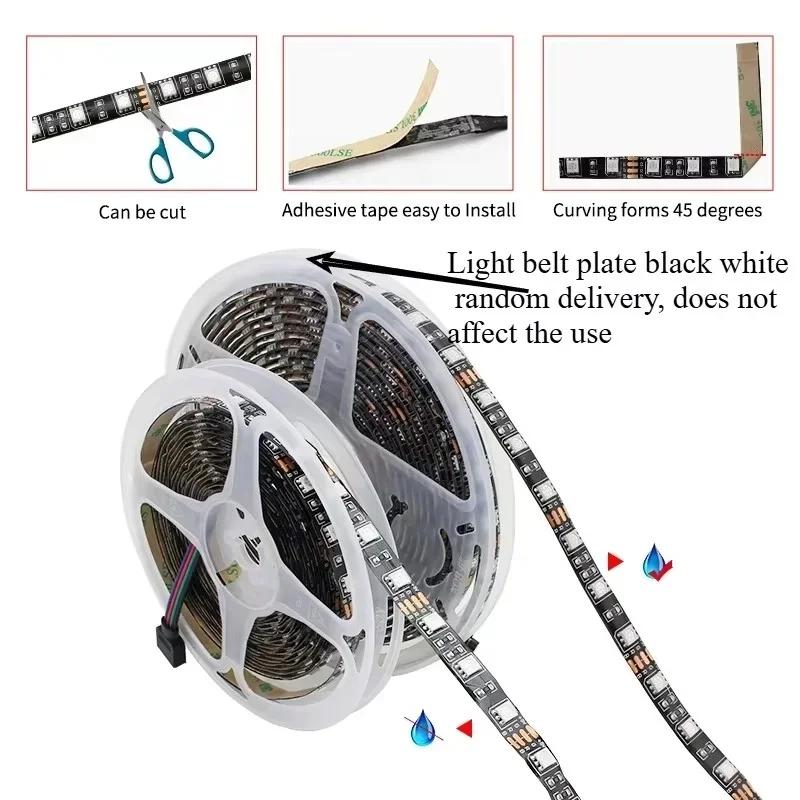 RGB LED Light Strip SMD 5050 5V LED Tape Flexible Black PCB TV Backlight Ribbon Lamp for Room Decoration Lighting 1m 2m 3m 5m