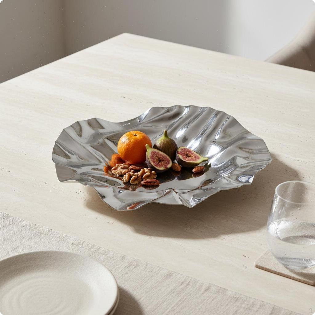 Stainless Steel Fruit Tray European Decorative Platter Minimalist Metal Snack Bowl
