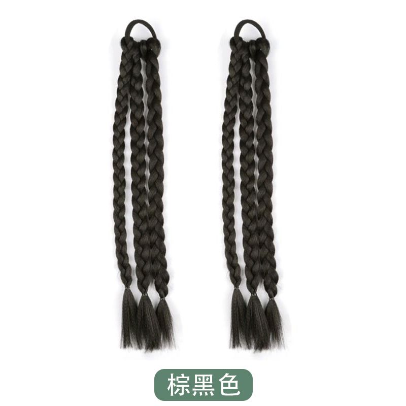 Wig Ponytail Braid Fishbone Cable Stitch Long Braid Female Artificial Nature Internet Celebrity Braided Hair Boxing Double Ponytail Pearl Dreadlocks