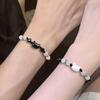 Natural Moonstone Obsidian Bracelets Couple Minimalist Bracelet Handmade Cute Black White Cat Bracelet Party Jewelry Gifts